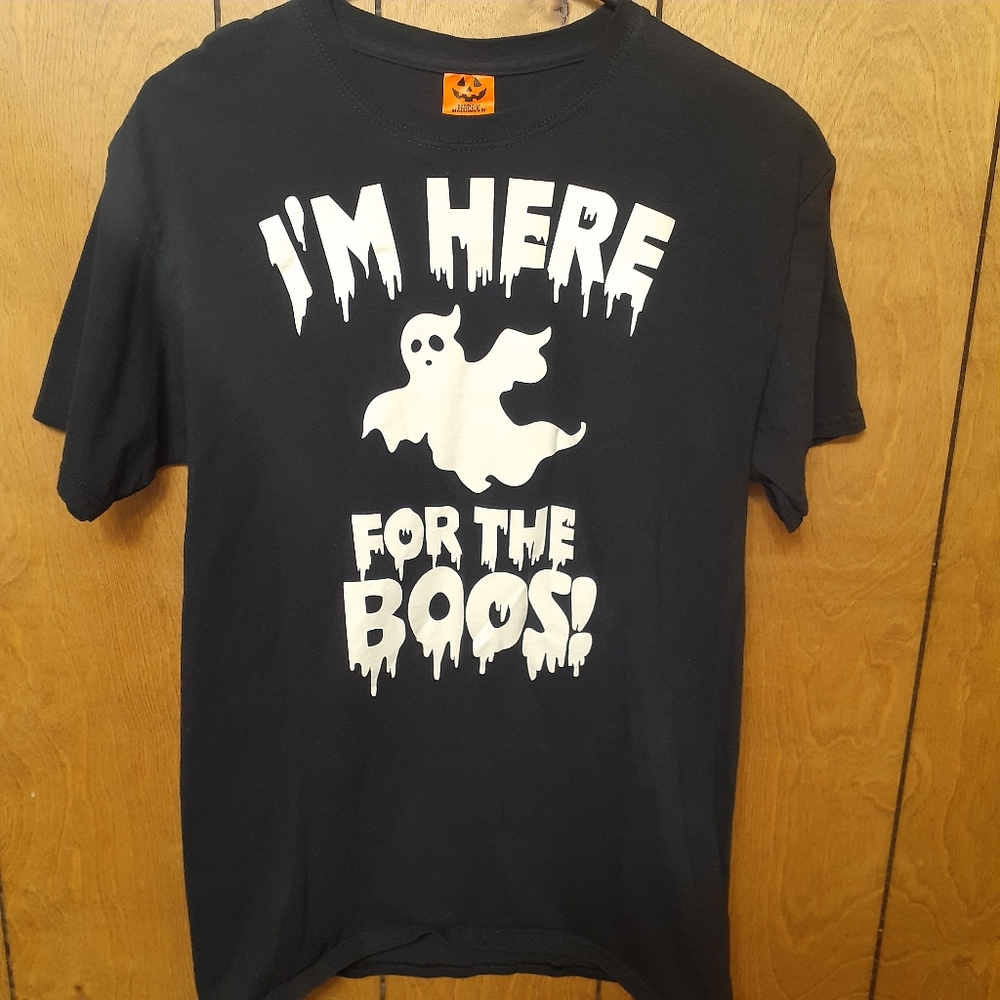 I'm Here For The Boos Glow In The Dark Ghost Halloween Shirt Medium - Picture 1 of 4